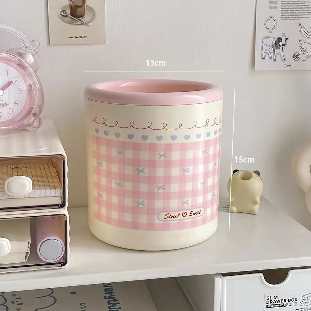 seau rangement plastique carreaux mignon kawaii couleurs pastel couvercle maison dormir