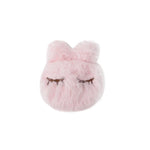 porte plaid peluche rose clair gris yeux fermés doux anti dérapant fixateur couette