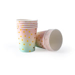 assiettes jetables rose bleu doré happy birthday confettis dorés serviettes verres festifs anniversaire mariage