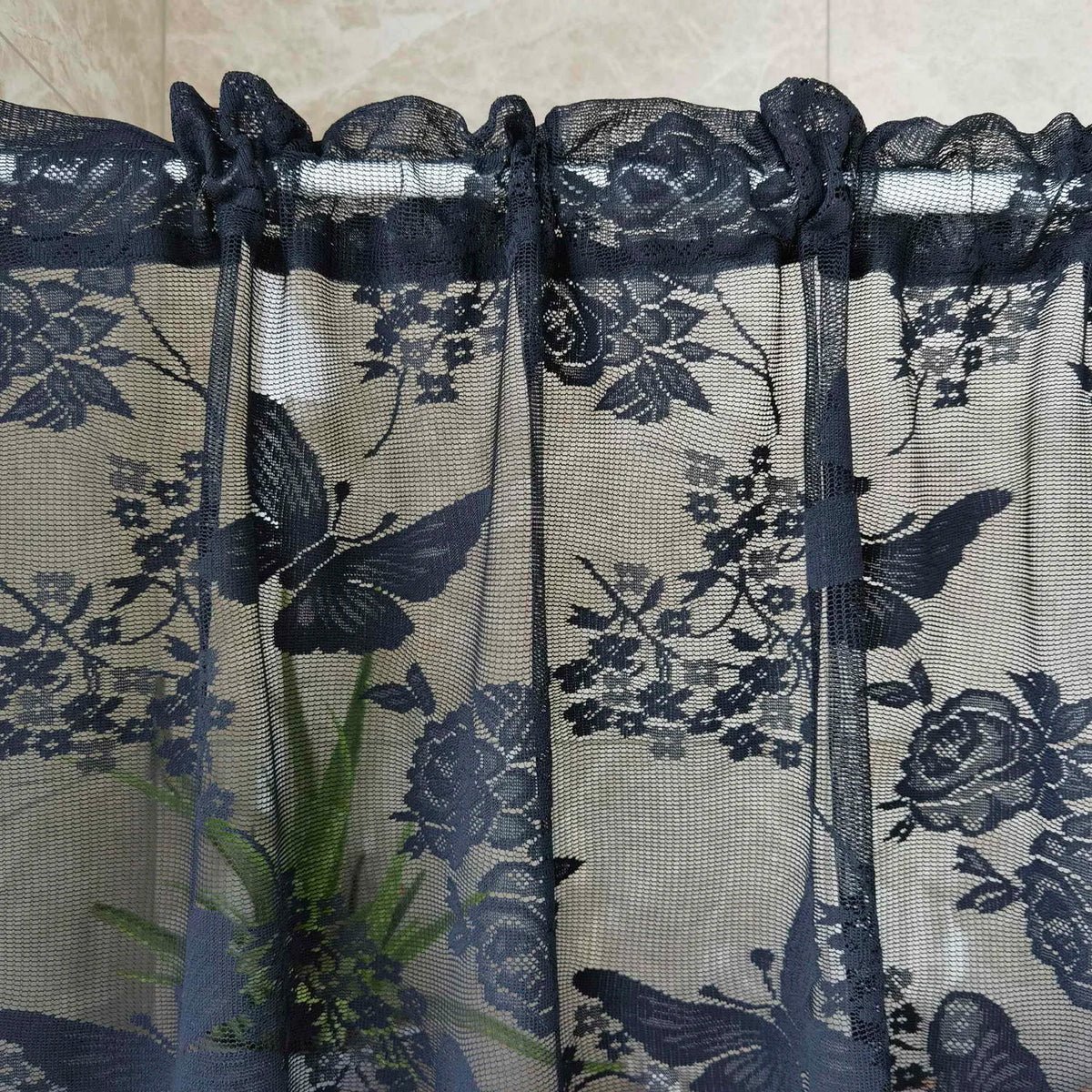 rideau noir dentelle papillon transparent japonais fenetre maison