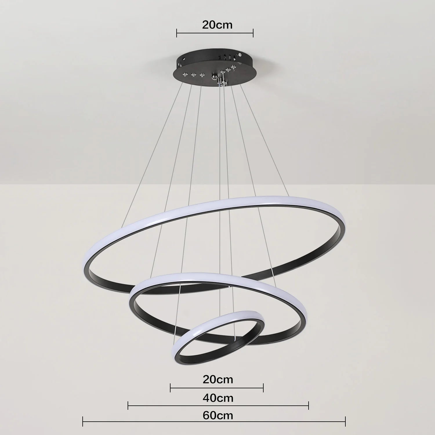 Suspension circulaire noire dimmable 3000K-6500K
