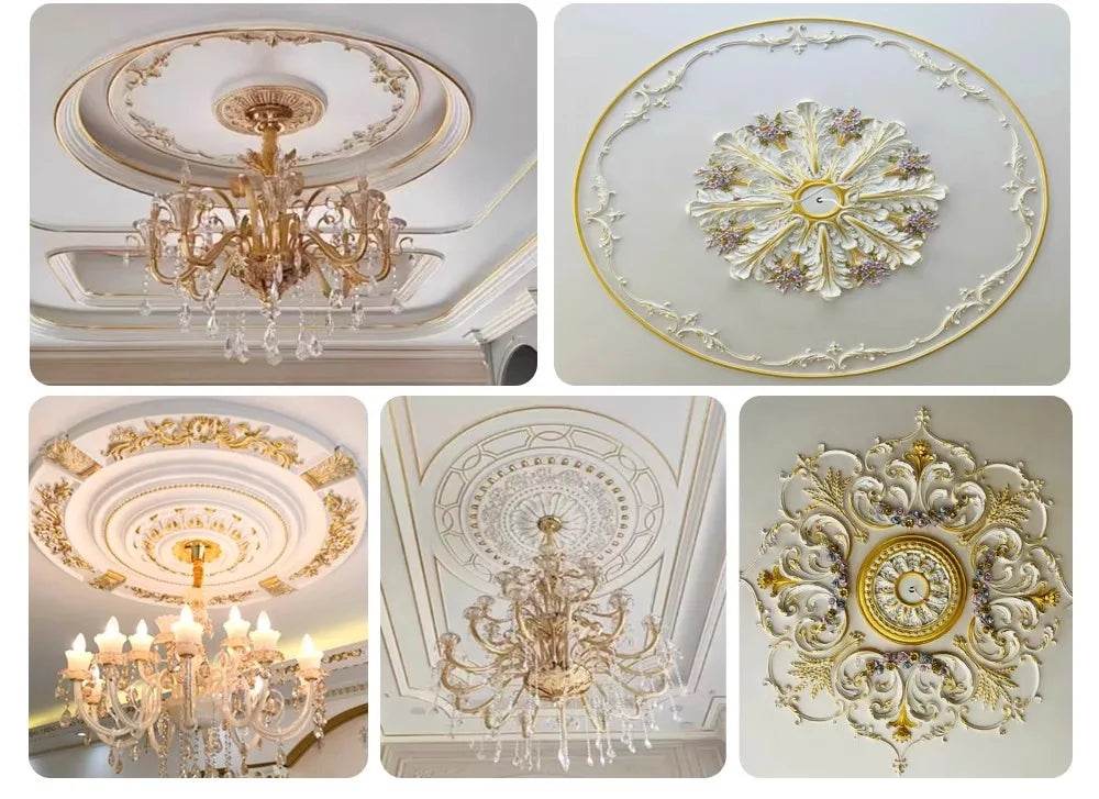 décoratif blanc ornements floraux classique 50cm diamètre 2.8cm épaisseur