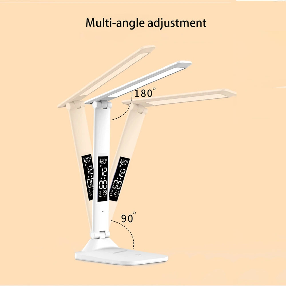 lampe table led blanc moderne minimaliste base pivotante affichage numerique bouton tactile usb charge