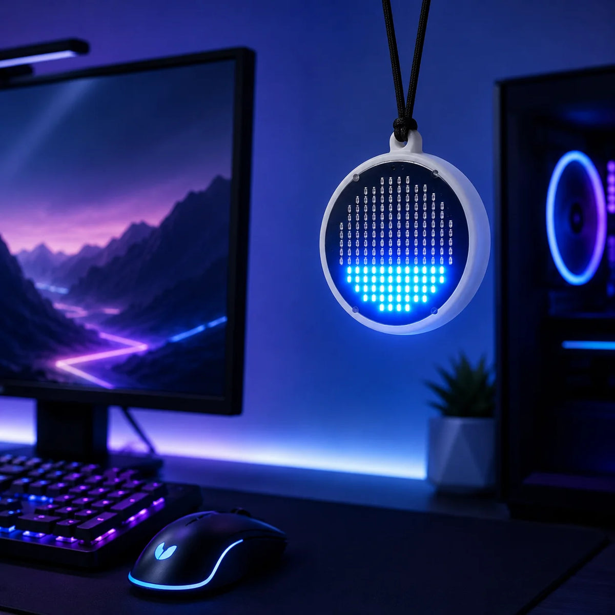 collier lumineux led blanc noir matrice technologique rechargeable sans fil