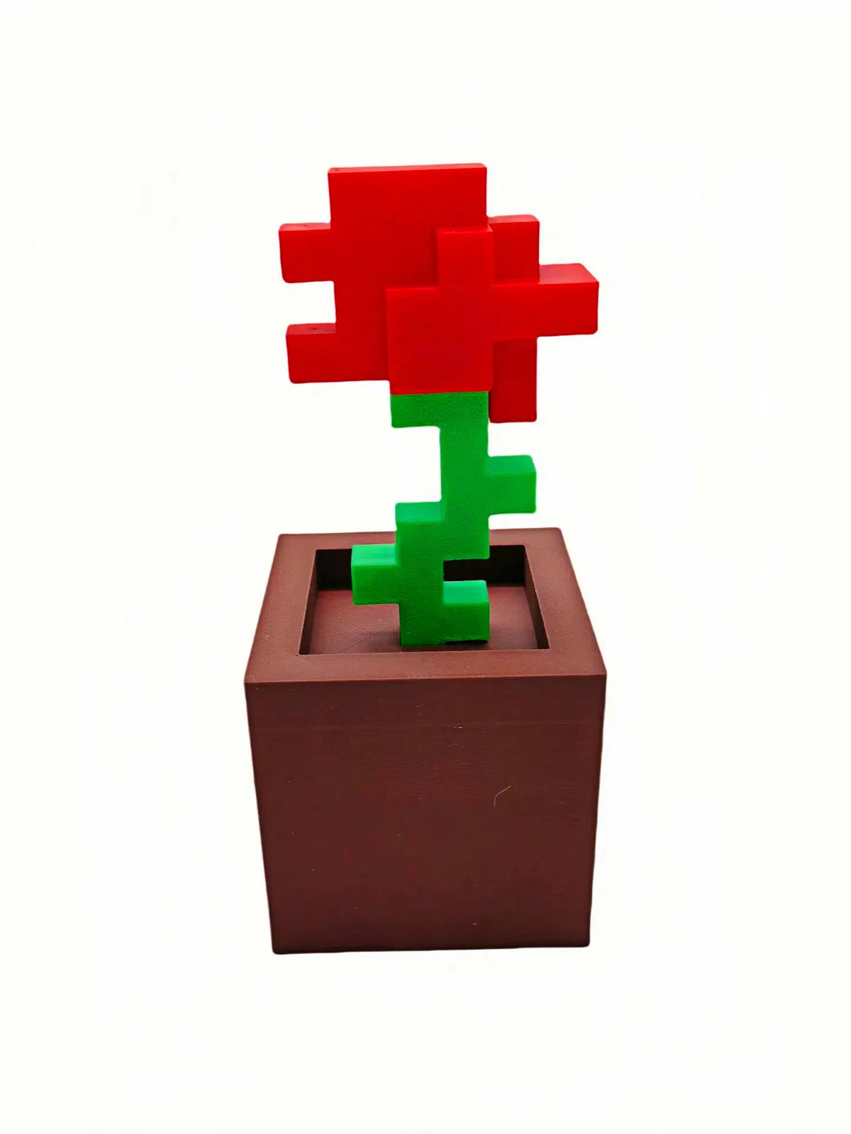 décoration murale pixel art pot fleur vert rouge rose beige