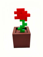 décoration murale pixel art pot fleur vert rouge rose beige