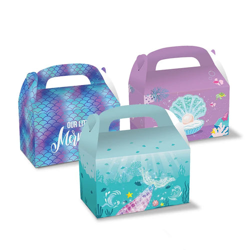 boîtes cadeaux sous thème sirène bleu violet anniversaire noël mariage enfants poissons océan