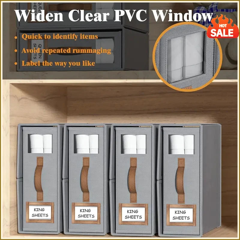 boîtes rangement gris modernes fenêtres pvc étiquettes personnalisables velcro rechargeables