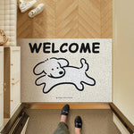 tapis d'entrée moderne antidérapant chien endormi os jaune vert clair salon bienvenueextérieurrésistant