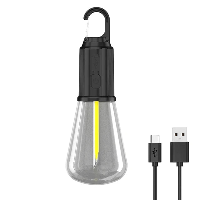 ampoule led portable rechargeable camping pêche barbecue lumière chaude carabine usb type vintage noir