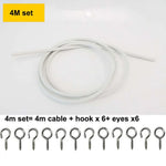 câble blanc crochets argentés kit suspension tiges blanches minimaliste fixations murales accessoires rideau anneaux