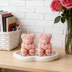 bougies parfumées forme nounours parfum rose couleur violet rouge blanc aromathérapie