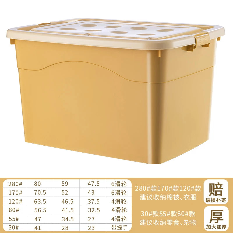 Boîte de rangement plastique bleue avec couvercle, dimensions 63,5x46,5x37,5 cm