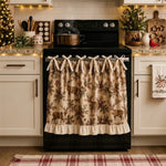 tablier cuisine noël motifs sapins étoiles boules poinsettia vintage opacité rubans fixations festive rustic