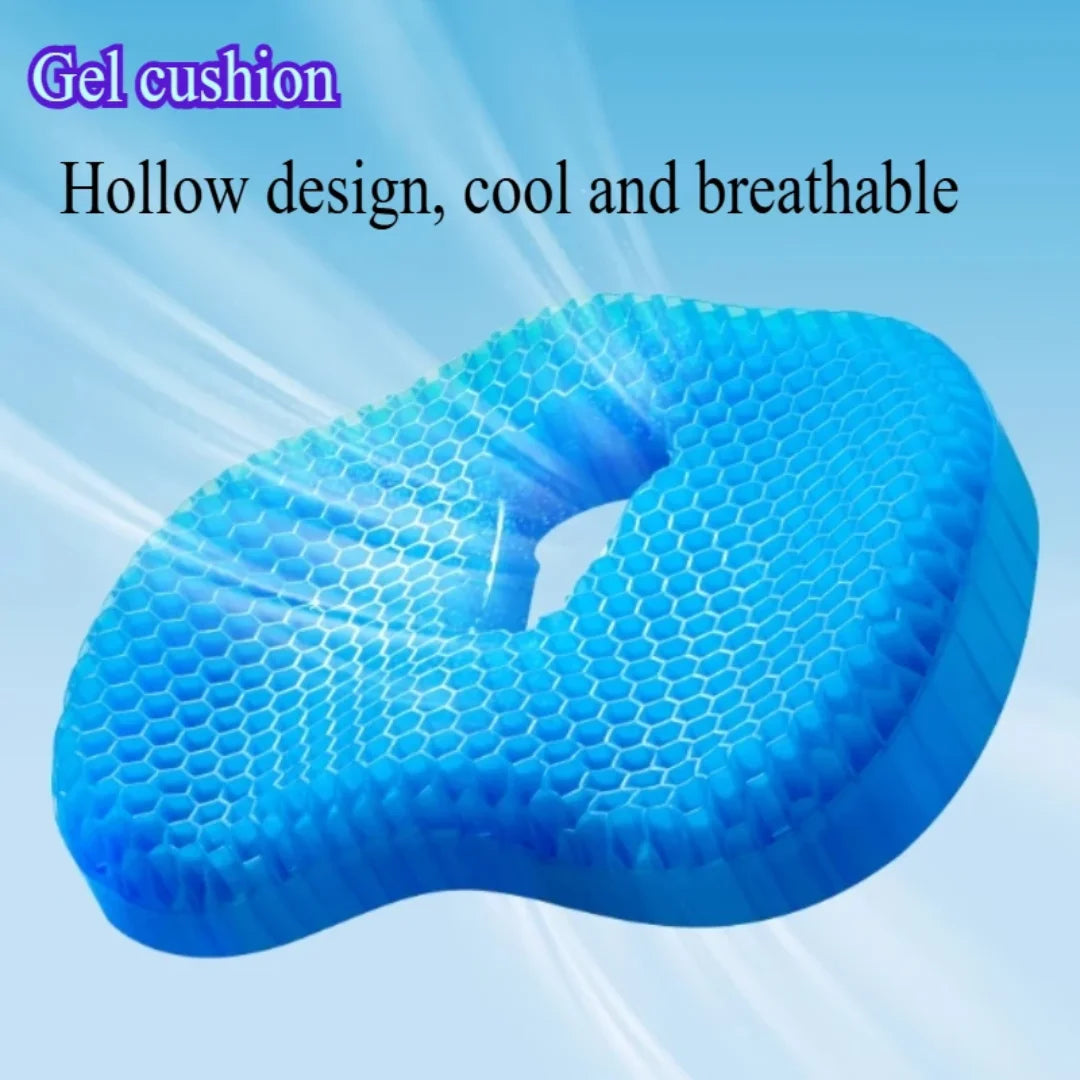 coussin siège bleu réseau hexagonal tissu soie glacée latex souple amovible lavable moderne assise