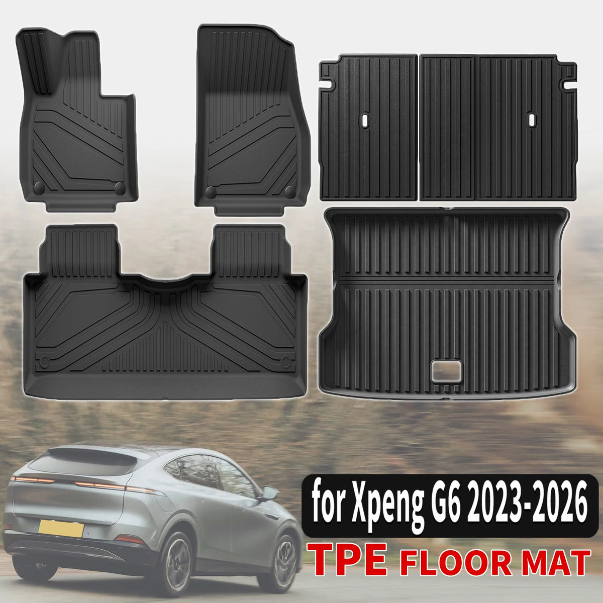 tapis sol voiture noir rayures horizontales moderne imperméable tout terrain toutes saisons