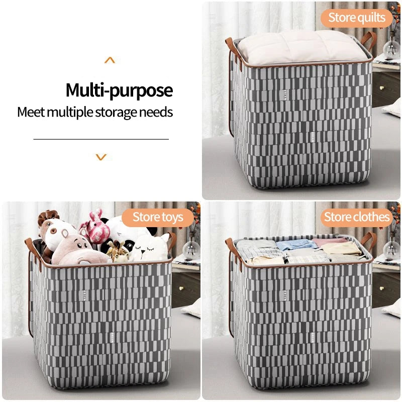 boîtes rangement réutilisables pliables carreaux gris blancs modernes poignées cuir coussin protection 120kg capacité