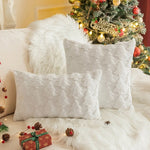 housse coussin noël arbre renne festive polyester beige vert rougeOpaque 45cm 50cm