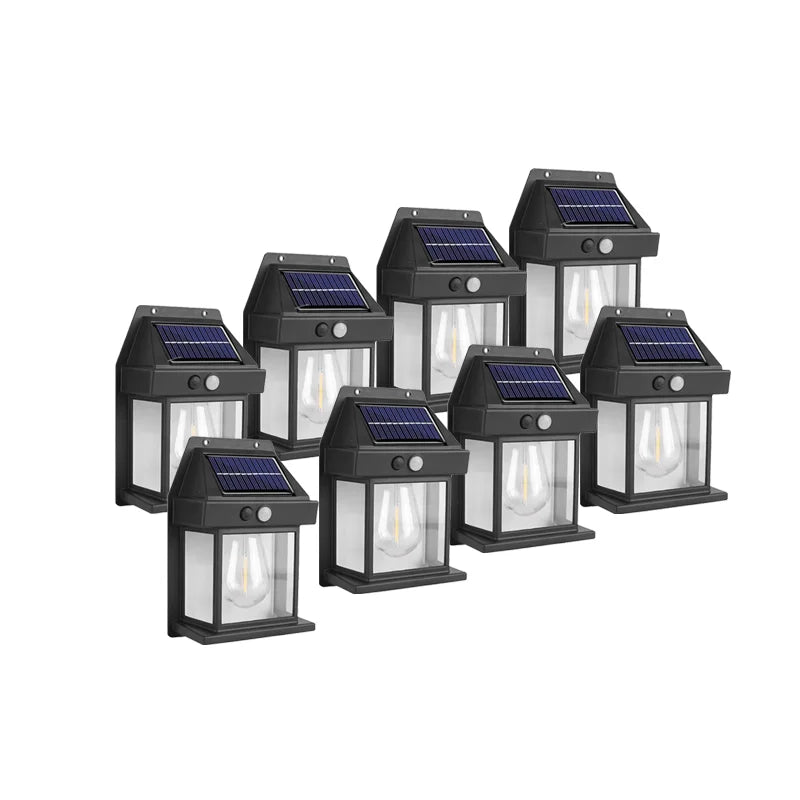 lampe solaire murale noire led transparente moderne capteur mouvement panneau solaire