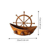 cache pot forme bateau marron rustique texture métal vieilli vintage succulentes gravierintérieur