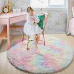 tapis rond peluche rose clair moderne salon chambre extérieur 120cm 140cm 160cm