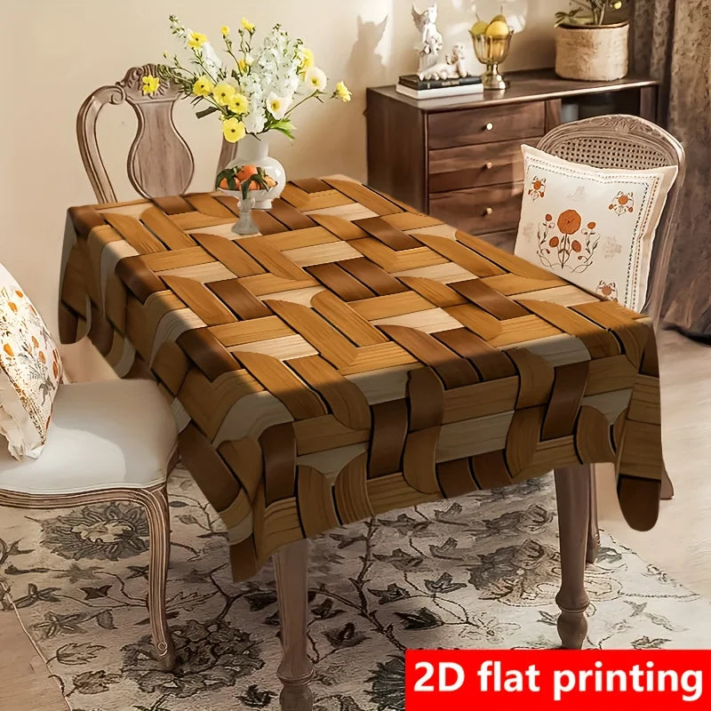 nappe marron rayures moderne cuisine table salon fêtes polyester réutilisable