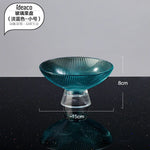 assiettes verre rayées vert clair moderne élégantes décoration table grande capacité