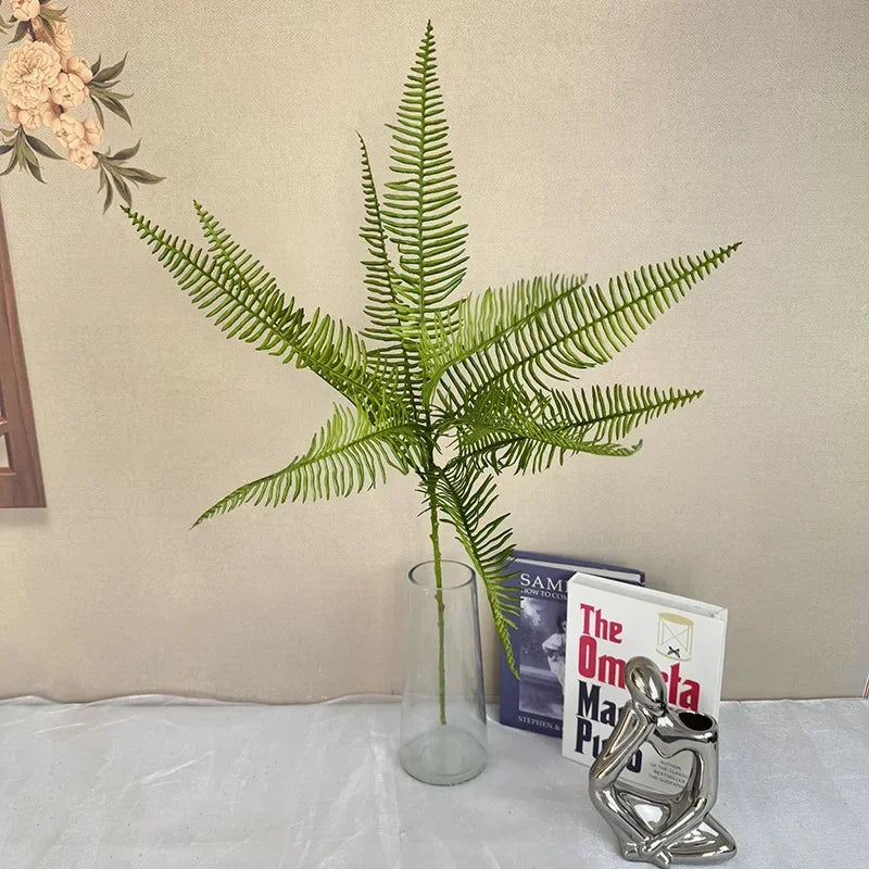 décoration extérieure plante artificielle feuilles vertes fines moderne 80cm tringle fixée éléments
