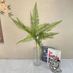 décoration extérieure plante artificielle feuilles vertes fines moderne 80cm tringle fixée éléments
