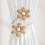 accessoires rideau fleurs texturées attaches ficelles bohème decor maison anneaux boucles tressées rustique