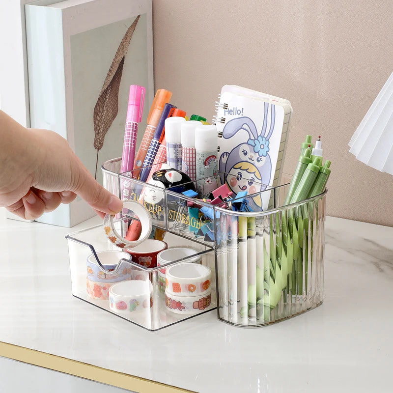 boîtes rangement maquillage accessoires transparentes modernes minimalistes brosse palette ruban adhésif étui
