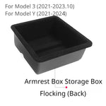 boîte rangement central tesla model noir texture flanelle pratique silicone moderne