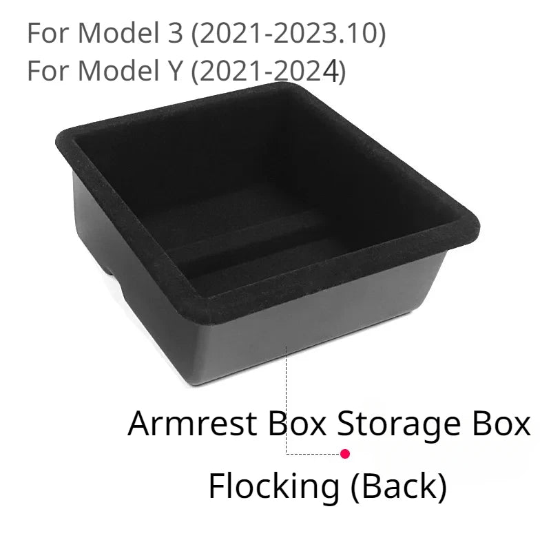 boîte rangement central tesla model noir texture flanelle pratique silicone moderne