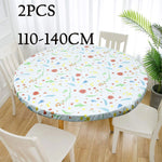 nappe table élégante imperméable pvc feuilles blanches bleu clair 90cm 110cm 140cm elasticée moderne