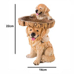 statue chiens golden retriever résine bol bois oiseaux jardin feeder attrape oiseau deco patioextérieur