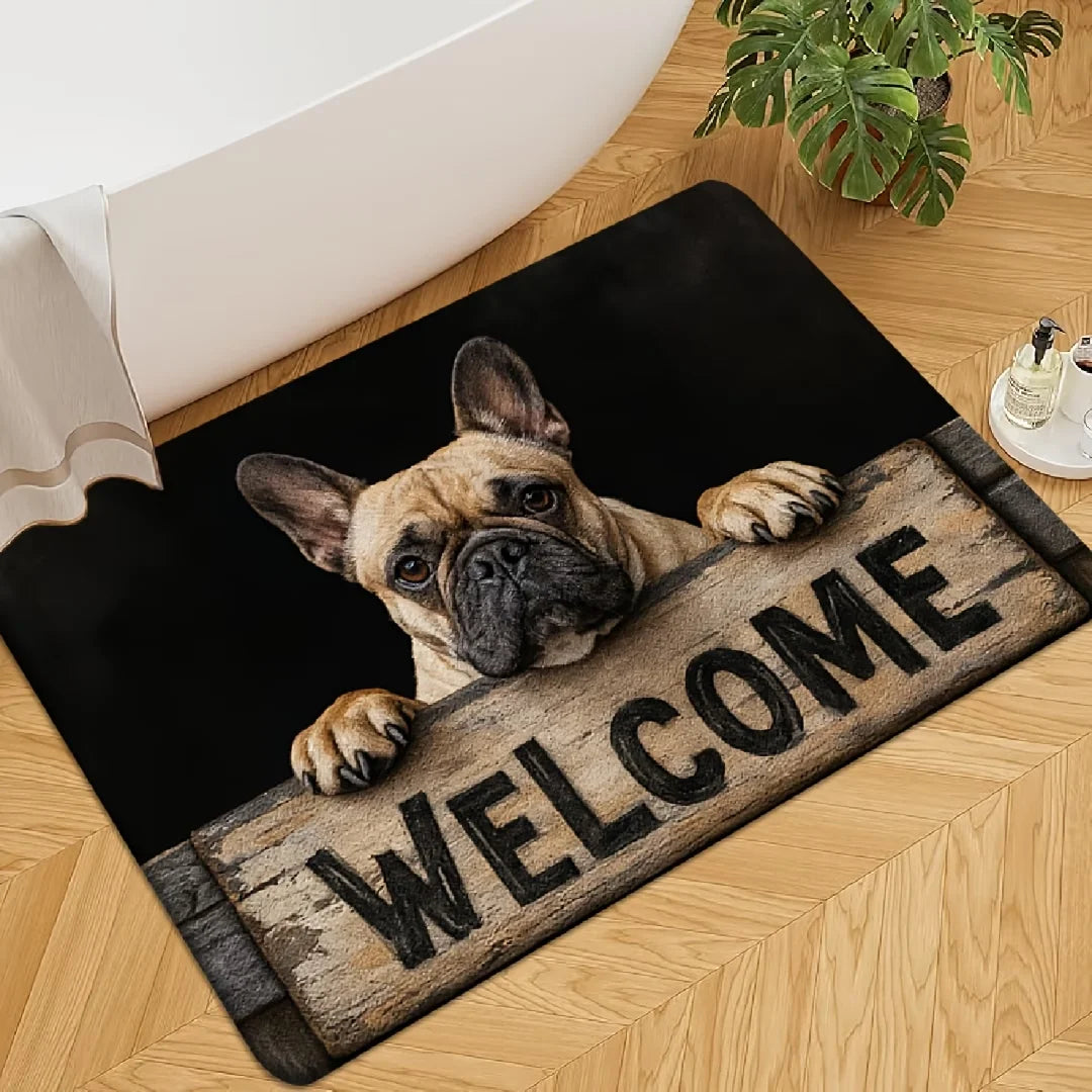 tapis moderne imprimé chien noir blanc antidérapant polyestère salon chambre cuisine