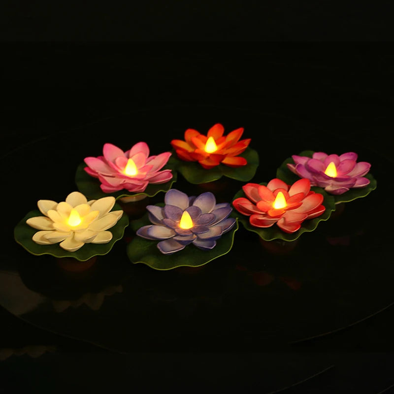 bougies flottantes fleur lotus violet rose blanc bleu orange modernes