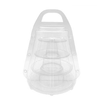 présentoir macarons plastique transparent moderne élégants socle trois niveaux cloche anse