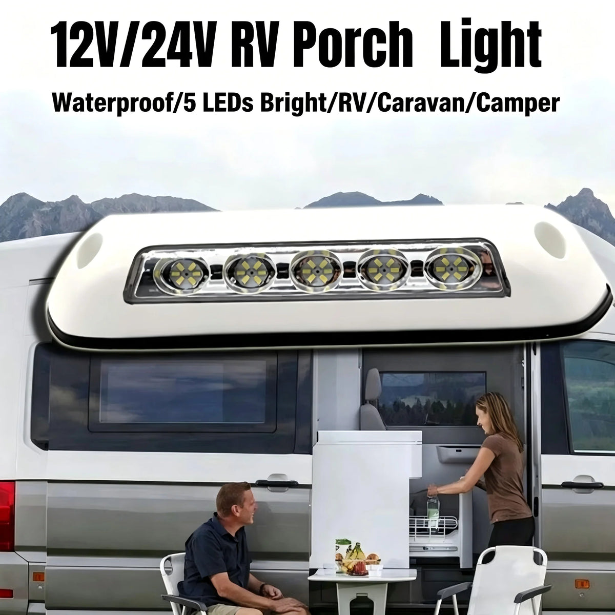 lumière led moderne extérieure camping car caravane rv blanc gris éclairage auvent camping thuyền