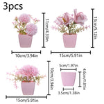 plantes artificielles bonsaï vert rose clair feuilles pointues fleurs simples moderne minimaliste pots carrés