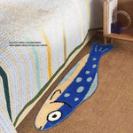 tapis bleu poisson stylisé antidérapant polyester moderne entrée chambre bébé voyage