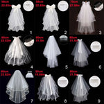 voile mariée blanc tulle fin noeuds satinés clips élégants classiques deux couches transparents