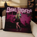 coussin carré avril lavigne noir rose pop guitare décoration voiture canapé chambre sofa