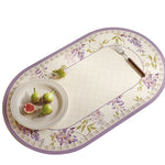 tapis table violet vert beige fleurs feuilles bordure rayée classique floral resistant pvc 30x50cm