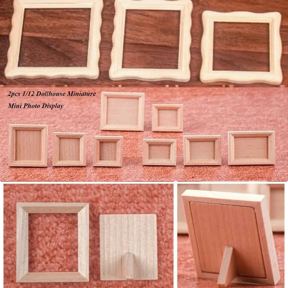 cadres photo minuscules bois naturel classiques adhésifs decoration maison miniature artisanal bricolage