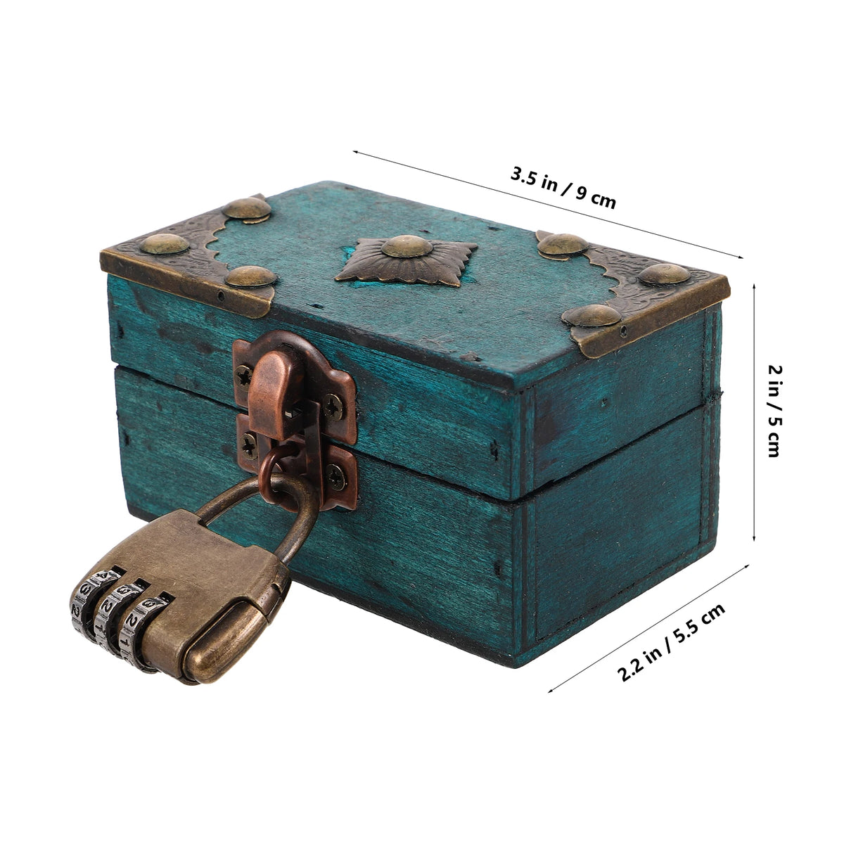 boîte bijoux vintage boîte rangement bois vert antique ornements dorés cadenas combiné rustique
