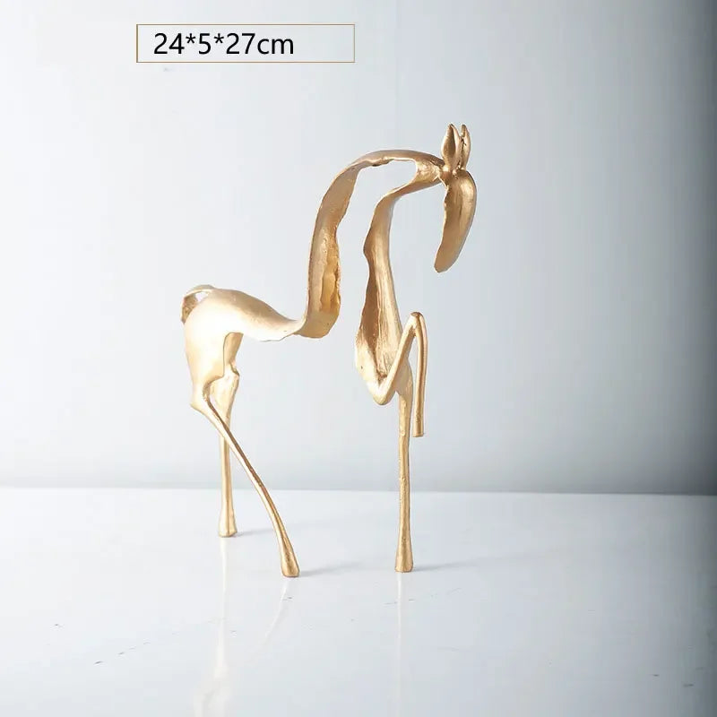 Sculpture cheval moderne noir or métal contemporain décoration intérieure farmhouse