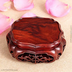support décoratif bois gravures classique vase pot fleur tasse thé rouge foncé