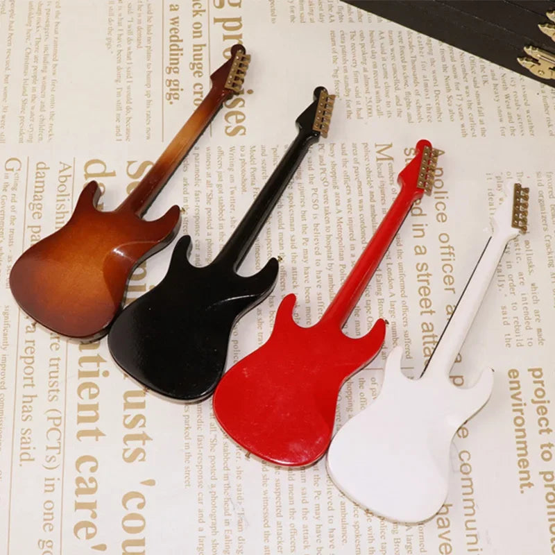 guitare électrique miniature bois support clip marron noir rouge blanc classique