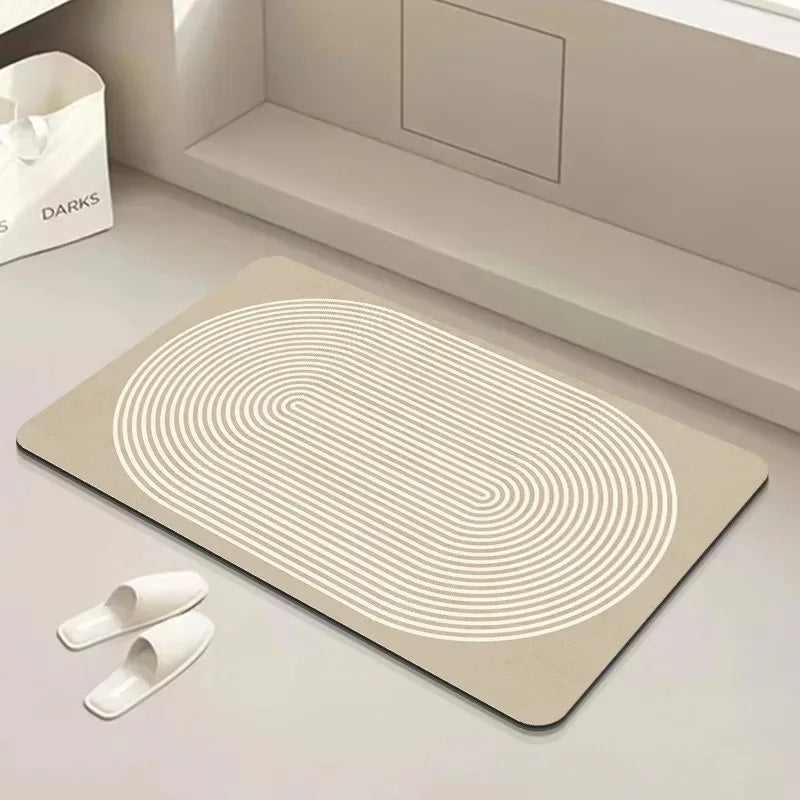 tapis sol moderne rayures cercles concentriques beige résistant rides extérieur adultes polyvalent polyester